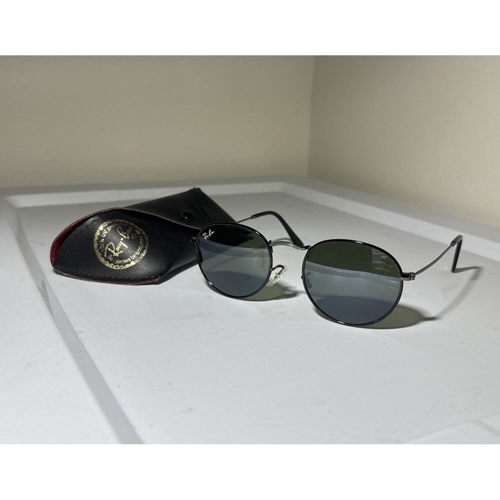 Ray-Ban RB3547 Unisex Oval Thin Metal Sunglasses Black/Gray Missing Nose Piece